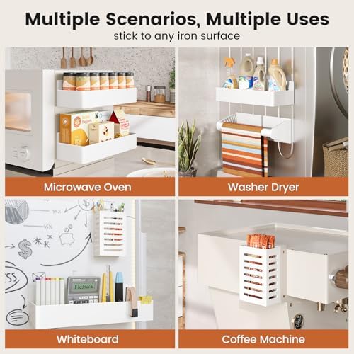 Mystozer Magnetic Spice Rack for Refrigerator White, 4 Pack