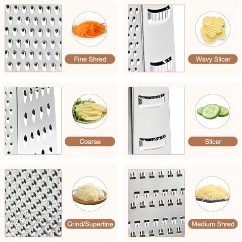 Box Grater for Kitchen 6 Sided