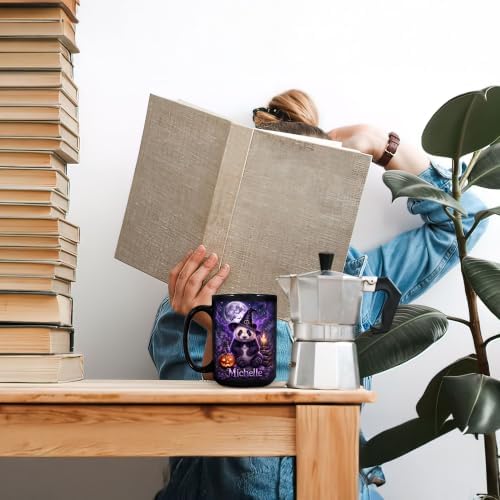 Hyturtle Personalized Halloween Panda Mug, Custom Name Gift for Women