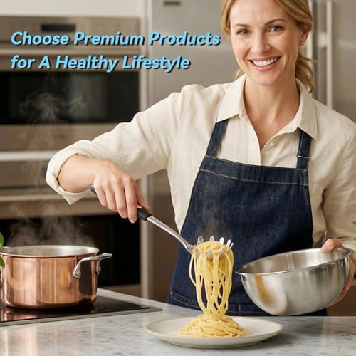 2 PCS Stainless Steel Soup Ladle and Spaghetti Spoon