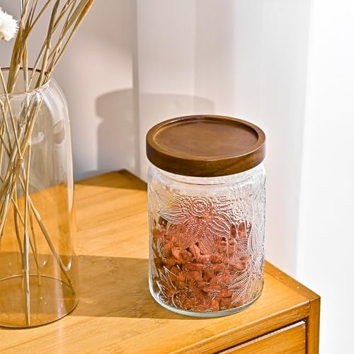 Adodeen Glass Storage Containers With Lids, Glass Jars With Lids, 24OZ