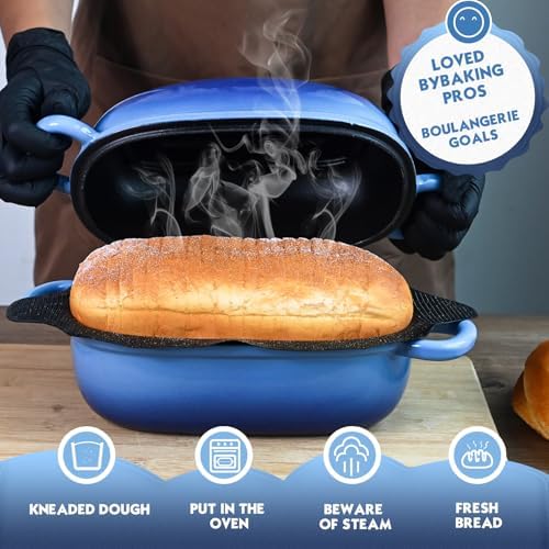 Dutch Oven, 2.5QT Bread Pans with Silicone Liner for Bread Baking