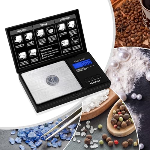 Fuzion Digital Pocket Gram Scale 0.01g x 500g - Small Food Scale with Tray