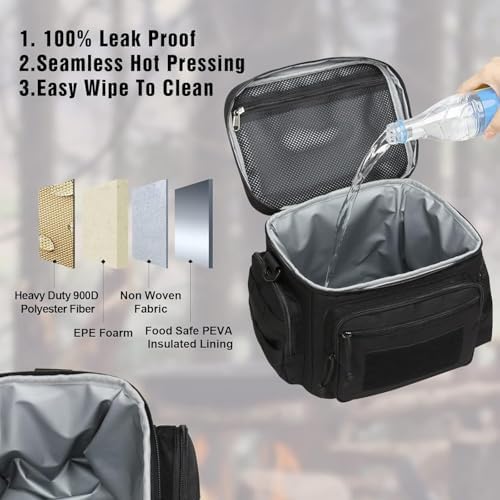 Lunch Box for Men, 12L Leakproof Tactical Lunch Bag Large Cooler for work