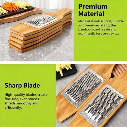 Bamboo Vegetable Grater Stainless Steel Zester Handheld Shredder For Carrot