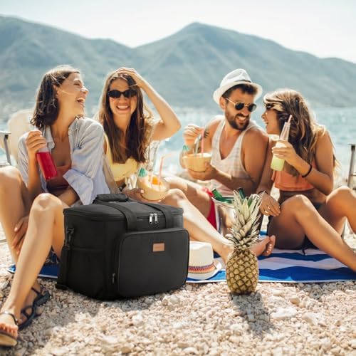 Lifewit Medium Lunch Bag Insulated Lunch Box Soft Cooler Cooling Tote for Adult Men Women, Black 48-Can (33L)
