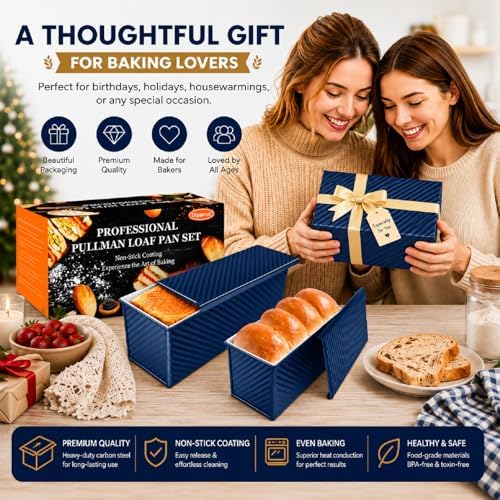 Bread Loaf Pan with Lid-2Pack, 2.2LB & 1LB