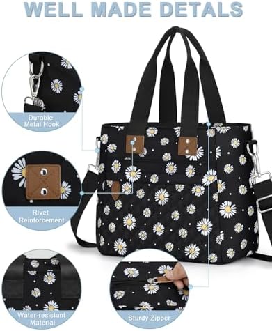 Capolo Lunch Bag for Women,Large Insulated Lunchbox Tote Reusable,L-Daisy