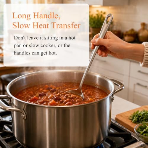 5 Pcs Serving Spoon Set, Large Slotted Spoon Metal Soup Ladle
