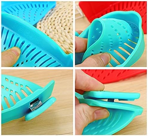 Clip-on Kitchen Food Strainer for Spaghetti, Pasta, Meat, Fruits, Vegetables. Silicone Kitchen Food Strainer for Pots & Bowls