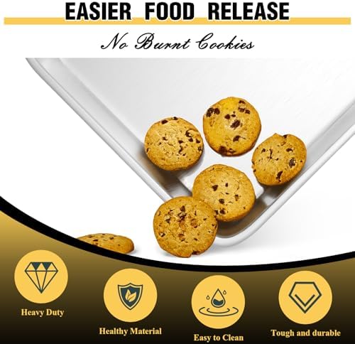 Commercial Quality Baking Sheet Pan Set, Natural Aluminum Cookie Sheet, Umite Chef Encapsulated Galvanized Steel Rim Warp Resistant Baker's Quarter Sheet Pan, Cookie Tray Pans for Baking, Roasting
