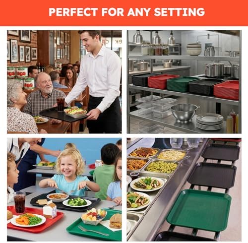 Commercial Fast Food Serving Trays, Small, 14" x 10", 6 Pack, Black
