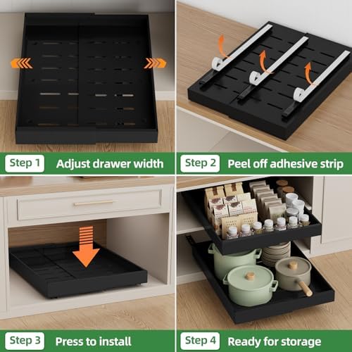 PAKETA 4 Pack Expandable Pull Out Cabinet Organizer,21" Deep