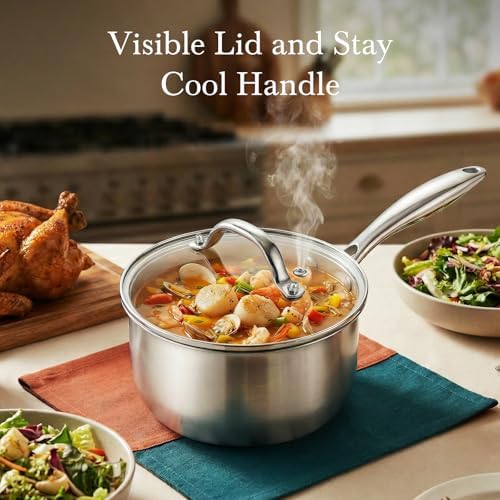 Tri-Ply Stainless Steel Pot 1.5Qt & 2.5Qt with Lids