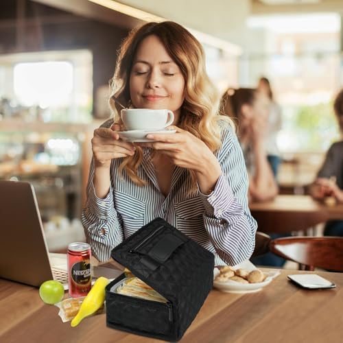 Aosbos Small Insulated Lunch Bag,Compact Black Lunch Box For Work