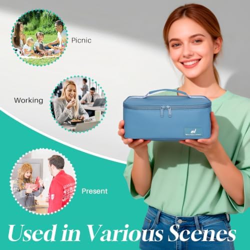 NOL Insulated Lunch Bag for Adults –Compact Cooler Lunch Box with Food-Grade Lining, Waterproof Lunch Bag for Work, Travel | Portable Thermal Meal Tote with Handle,Dusty blue