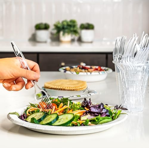 Amazon Basics Disposable Clear Plastic Forks, Premium Quality, 100 Count, Large Pack, Packaging May Vary (Pack of 10)