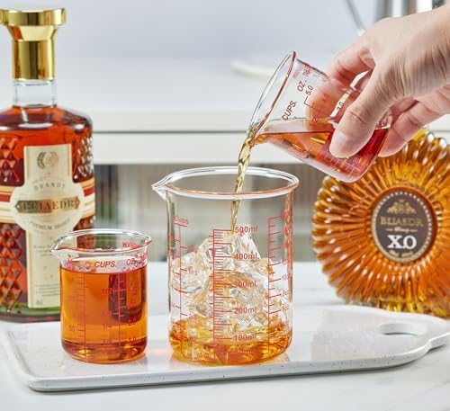 Ackers BORO3.3 Glass Measuring Cup, V-Shaped Spout, 150 mL / 5 oz, Single
