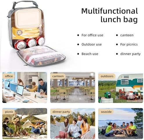 Lovoeo Lunch box Lunch bag for men women Insulated Lunchbox Lunch bags for Work Picnic Travel (Grey)