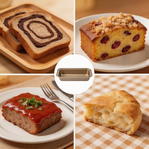 3 Pack Carbon Steel Bread Loaf Pans for Baking, Gold, 6 x 3 Inch