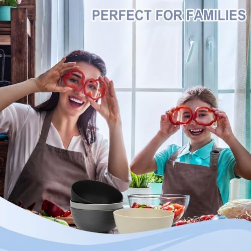 Wrova Wheat Straw Bowls Set 8 PCS, 26 OZ Cereal Bowls Microwave Safe