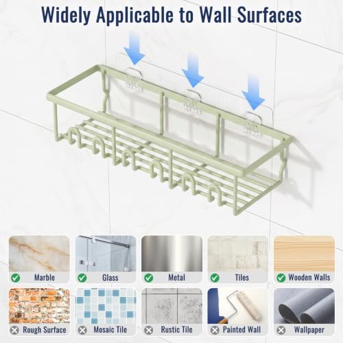 5 Pack Adhesive Bathroom Holders & Dispensers for Kids & Adults, Green