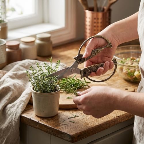 XSNBRD Heavy Duty Kitchen Scissors, Bronzed Stainless Steel Owl Shears.