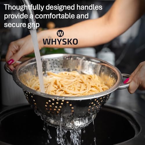 WHYSKO 3-Pack Stainless Steel Colander Set, 5, 3 & 1 Qt with Handles