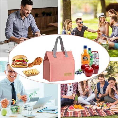 Lunch Bag for Women/Men,Waterproof Reusable Portable Lunch Tote,Lunch Box Bag.Thermal Cooler Bag Ideal for Work/Party/l/Travel/Picnic (Light Pink)