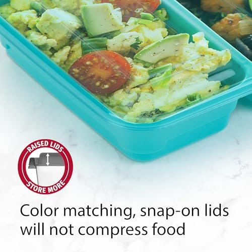 GoodCook Meal Prep Rectangle Two Compartment 20-Piece, Teal, Made without BPA