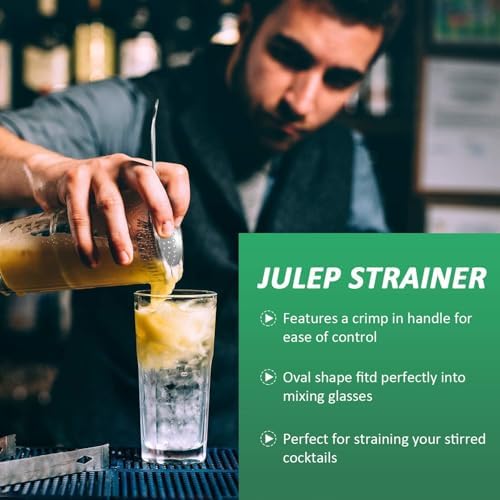 Boao 4 Pack Julep Strainers Stainless Steel Strainer Cocktail Spoon, Silver
