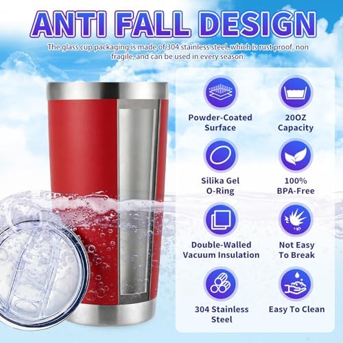 HAOLI 36 Pack Bulk 20oz Stainless Steel Tumblers, Lids & Straws, Red