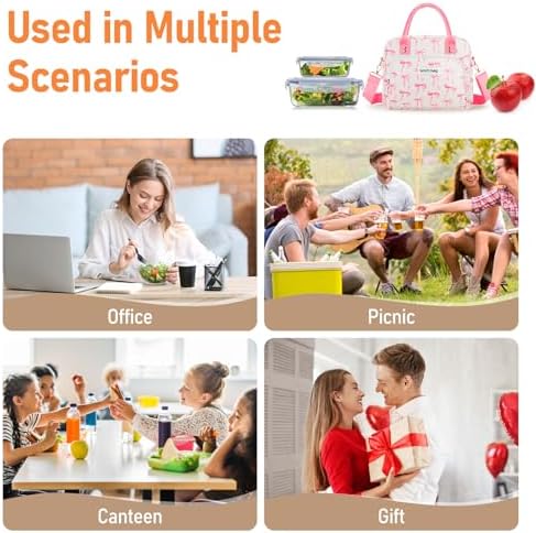 Lunch Bag Large Insulated Lunch Box for Women Adult Cute Pink Lunchbox Lunch Bags Boxes Pail with Shoulder Strap for Work Mom Picnic Office Travel 11.4×6.8×9.1 inches 11.5L (Pink Bow)