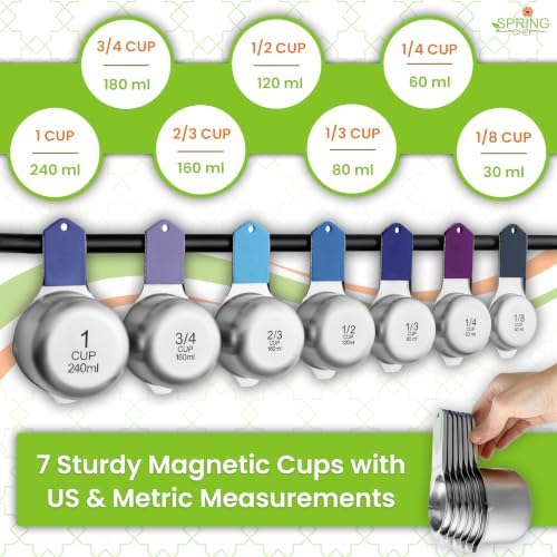 Spring Chef Magnetic Measuring Cups & Spoons Set of 15, Winter Frost