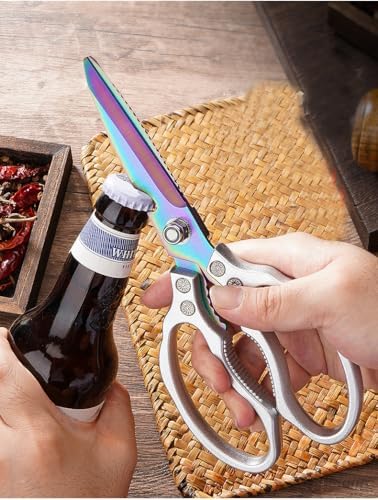 Premium Kitchen Shears 2-Pack Heavy Duty Poultry & Meat Scissors, Japanese Kitchen Scissors for Meat, Chicken Bones, and Turkey (Silver+Golden)