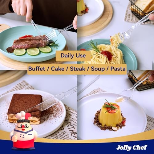 JOLLY CHEF Plastic Silverware 360 Count-180 Forks, 120 Spoons, 60 Knives