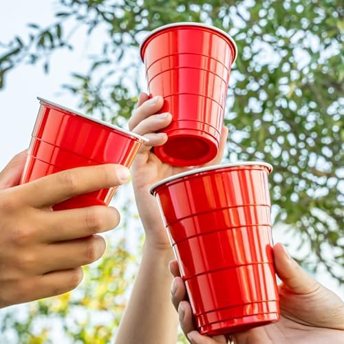Amazon Basics Disposable Red Plastic Party Cups, BPA-Free, 18oz, for Birthdays, BBQs and Events, 120 Count (Pack of 2)