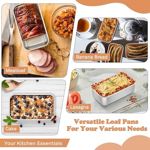 TeamFar Mini Loaf Pan, 12 PCS Stainless Steel Loaf Pans for Baking Bread