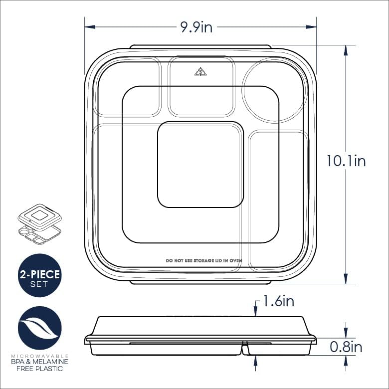 Nordic Ware Divided Meal Tray with Lid, White, Microwave Safe Polypropylene