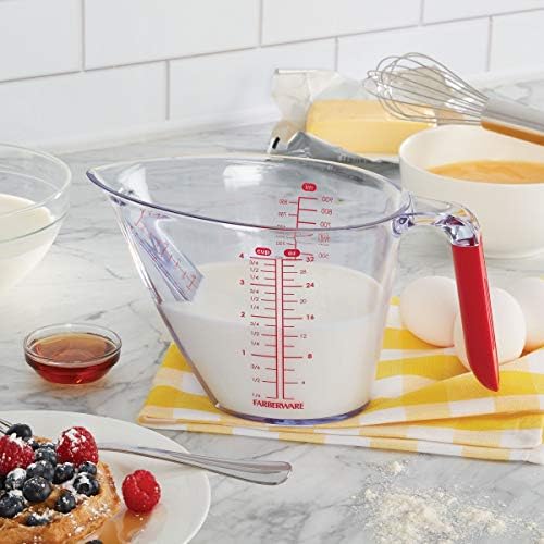 Farberware Pro Angled Measuring Cup, 4 Cup Capacity - Easy Read Measurement Markings, Dishwasher Safe Measuring Cup for Baking and Cooking