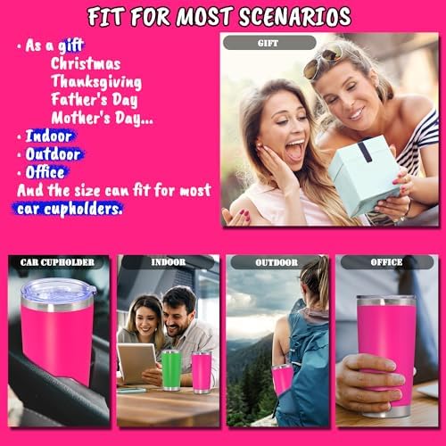 20 oz Tumbler Insulated Tumblers Stainless Steel Coffee Mug,Hot Pink 12PCS