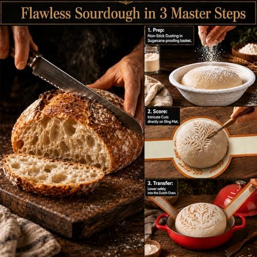 AHJ 6QT Enameled Cast Iron Dutch Oven for Sourdough Bread Baking