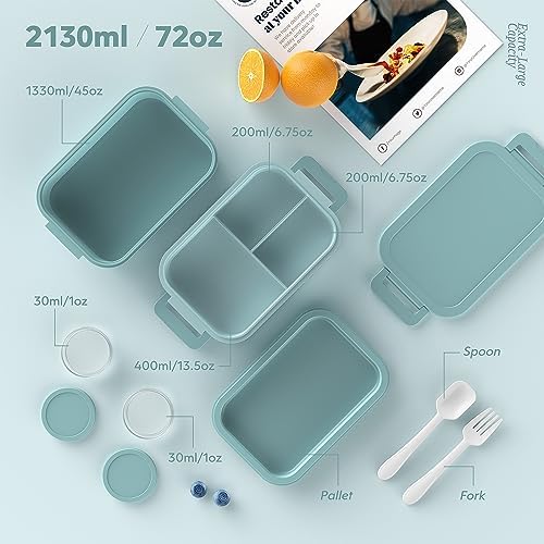 Jelife Bento Box Adult Lunch Box, 72oz Stackable Bento Lunch Box for Adults