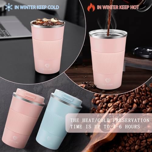 CS COSDDI 12 oz Coffee mug - Stainless Steel Coffee Cup with Leakproof Lid