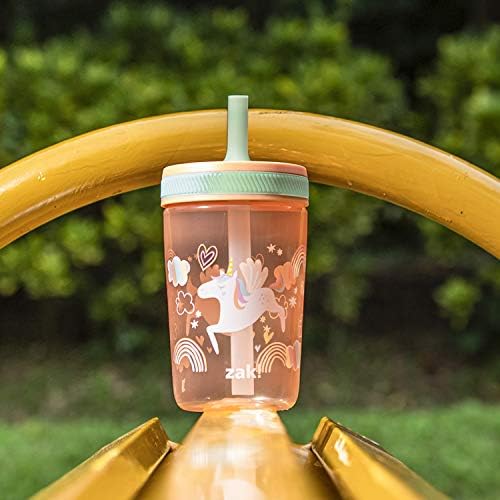 Zak Designs Kelso Tumbler Set 15 oz, (Unicorn) Leak-Proof Screw-On Lid with Straw Made of Durable Plastic and Silicone, Perfect Cup Bundle for Kids (2pc Set), 15 Ounces (Pack of 12)