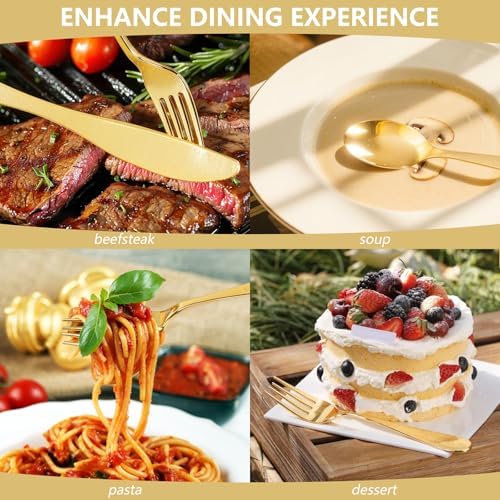 150PCS Gold Plastic Silverware Set Heavy Duty for Weddings