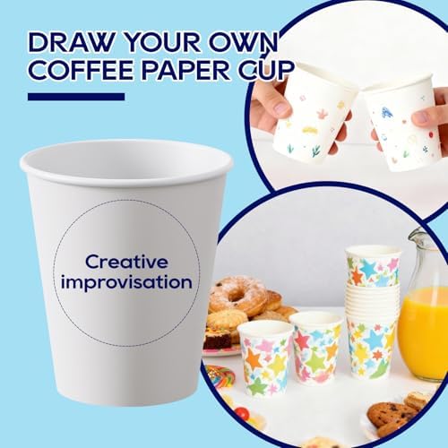 LITOPAK 400 Pack 8 oz Paper Cups, White Disposable Coffee Cups