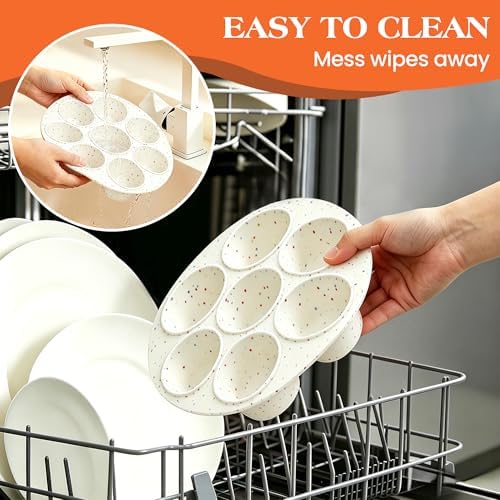 CAKETIME Silicone Muffin Pan for Air Fryer Oven, 7 Cups, 2 Pack