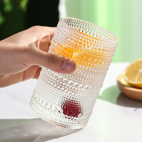 Amyoole Hobnail Drinking Glasses Set of 6,15oz Bar Tumbler Glassware