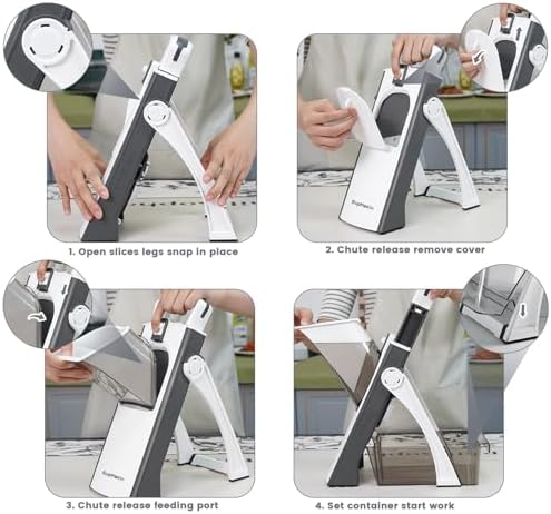 SupMaKin Safe Mandoline Slicer Plus for Kitchen Adjustable Vegetable Slicer